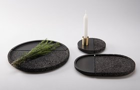 This Set Of Plates Are Made From Volcanic Stone