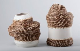 These Vases And Containers Combine Basket-Weaving And Ceramics