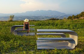 A Concrete Table And Bench For Escofet