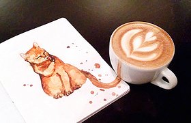 俄罗斯趣味插画师，咖啡里玩味出可爱小猫